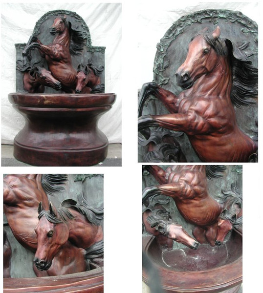 Life Size Bronze Horse - Three Horse Wall Fountain Estate size